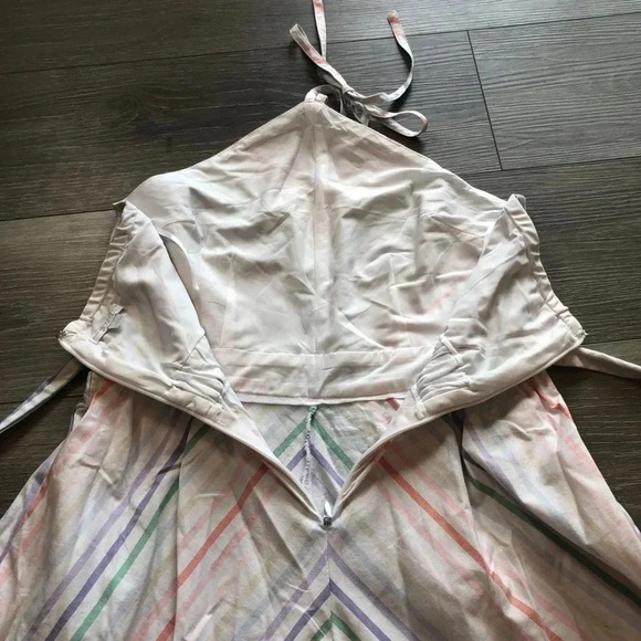 New York And Company Pastel Rainbow Stripe Halter Dress Size Small - Picture 12 of 14